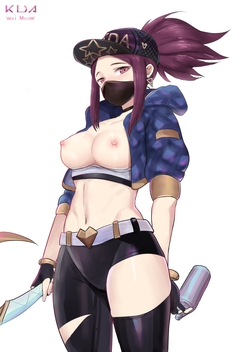 akali, alternate costume, breasts, female, female only, idol, k/da akali, k/da series, league of legends, nipples