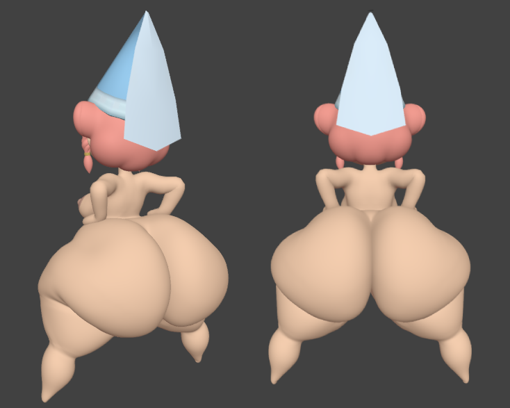 3d ass breasts chibi curvy cyanu electronic_arts female from_behind from_side grey_background huge_ass large_breasts multiple_views mysims nude pink_hair presenting presenting_ass princess_butter short_hair simple_background tagme thick_thighs thighs wide_hips