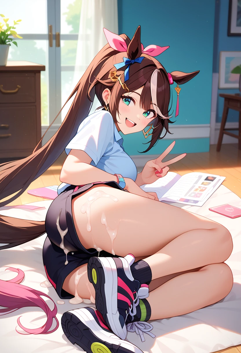 ai_generated ass_covered_in_cum ass_focus cum cum_on_ass smile tokai_teio_(umamusume) umamusume