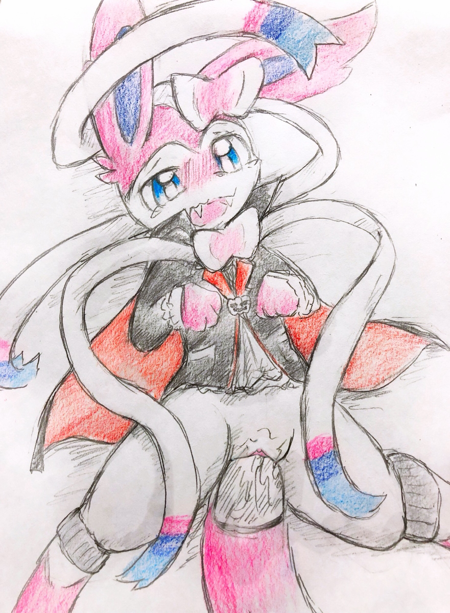 1boy 1girls 3_toes begging begging_pose black_nose blue_eyes blue_fur blush bow canine cape clitoris clothing colored_pencil_(artwork) costume disembodied_penis duo edit eeveelution eiroru fangs female feral fluffy fluffy_tail fur furry hi_res human interspecies looking_at_viewer lying male male_pov mammal markings nintendo on_back penetration penis pink_fur pink_tail pokémon_(species) pokemon pokemon_(species) pokemon_xy pov pussy pussy_juice ribbons sex simple_background sketch snout socks_(marking) solo_focus straight sylveon tears toes traditional_media_(artwork) uncensored vaginal_penetration vampire video_games white_fur