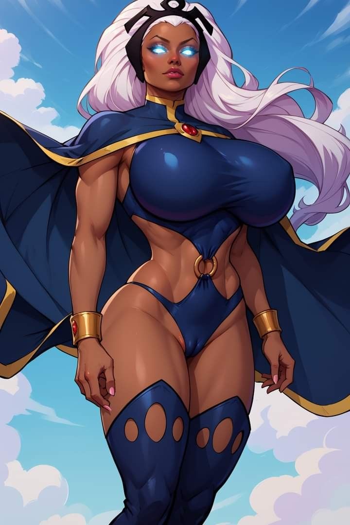 ai_generated ass big_ass big_breasts breasts cameltoe dark-skinned_female dark_skin huge_breasts large_breasts marvel marvel_comics ororo_munroe storm_(x-men) thick_thighs white_hair x-men