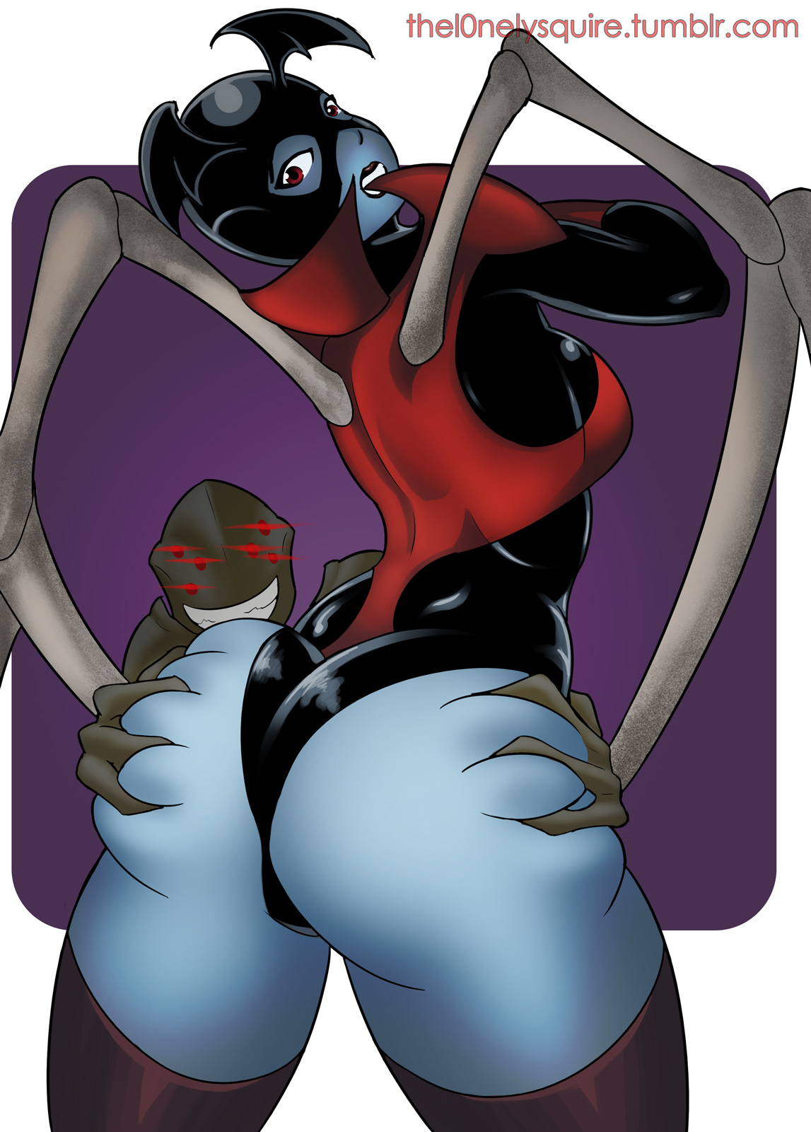 ass, big ass, bleez, breasts, dc, dc comics, demon, female, imp, red lantern, red lantern corps, sideboob, squeeze, squeezing, thelonelysquire, thick thighs, thunder thighs, wings