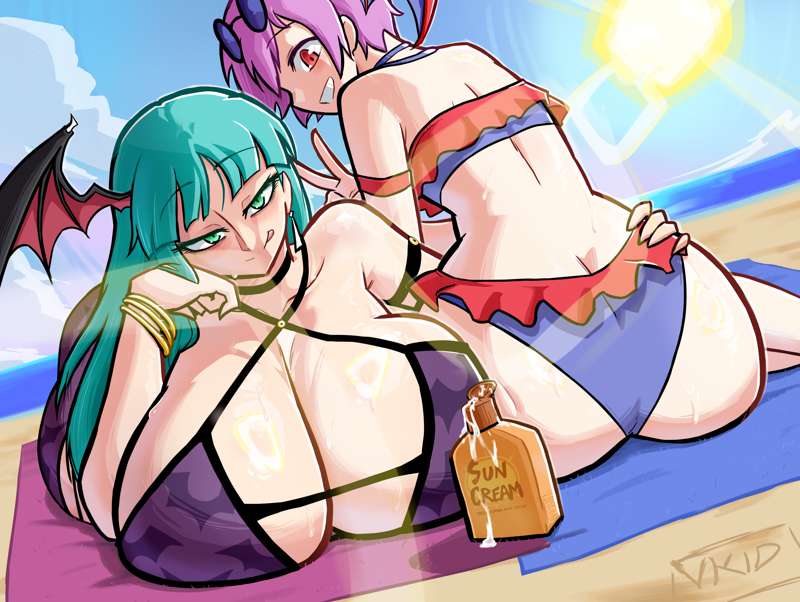 2024 2d 2d_(artwork) 2demons 2girls :p age_difference artist_name artist_signature ass beach big_ass big_breasts bikini breasts_bigger_than_head capcom cloud darkstalkers dat_ass enormous_breasts eyebrows eyebrows_visible_through_hair eyelashes female female_only gigantic_breasts grabbing grabbing_ass green_eyes green_hair head_wings huge_ass huge_breasts large_ass large_breasts light-skinned_female light_skin lilith_aensland morrigan_aensland multiple_girls nude nude_female partially_clothed partially_clothed_female purple_hair red_eyes rings_on_arms sexually_suggestive shiny_ass shiny_breasts shiny_hair shiny_skin sky smile succubi succubus suggestive sun sunglasses sunglasses_on_head sunscreen sweat sweaty_body sweaty_breasts sweaty_butt swimsuit teeth teeth_showing v vampire_(game) vampire_savior vkid water