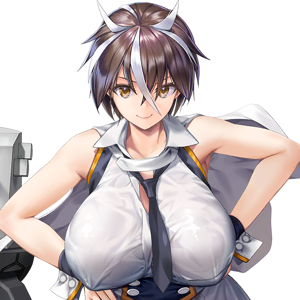 armpits bare_shoulders black_necktie black_tie brown_hair buttoned_cuffs cape cloak color cuffs detached_cuffs female female_focus female_only galatea_(last_origin) game_cg hair_between_eyes hand_on_hip hand_on_own_hip huge_breasts kuuro_kuro last_origin looking_at_viewer mantle multicolored_hair naval_uniform navy_uniform necktie necktie_between_breasts nipple_bulge shirt_cuffs short_hair sleeveless sleeveless_shirt sleeveless_uniform smile smiling smiling_at_viewer spiked_hair spiky_hair streaked_hair tie tie_between_breasts transparent_background uniform upper_body white_cape white_cloak white_hair wrist_cuffs yellow_eyes