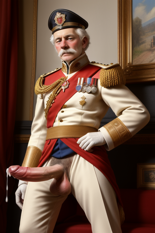 19th_century 1boy ai_generated army big_balls big_penis daddy ia male male_only military military_uniform older_male rd_(artist) solo solo_male uniform