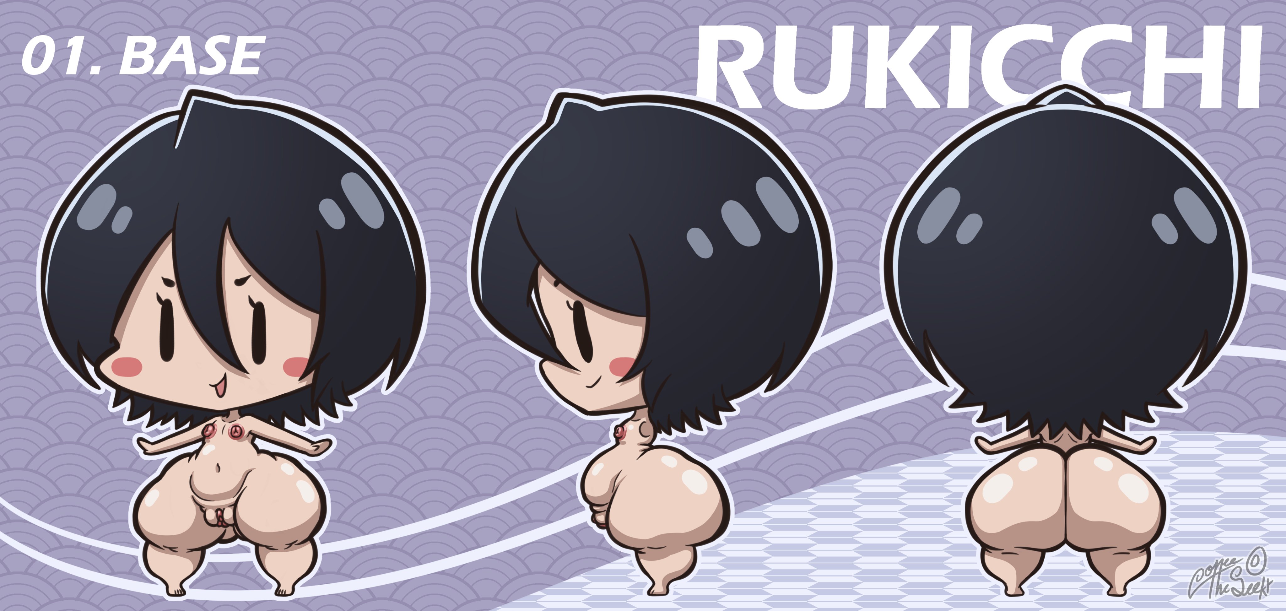 1girls, ass, big ass, big butt, bleach, chibi, coffeetheseeker, female, female only, flat chest, kuchiki rukia, puffy pussy, pussy, solo