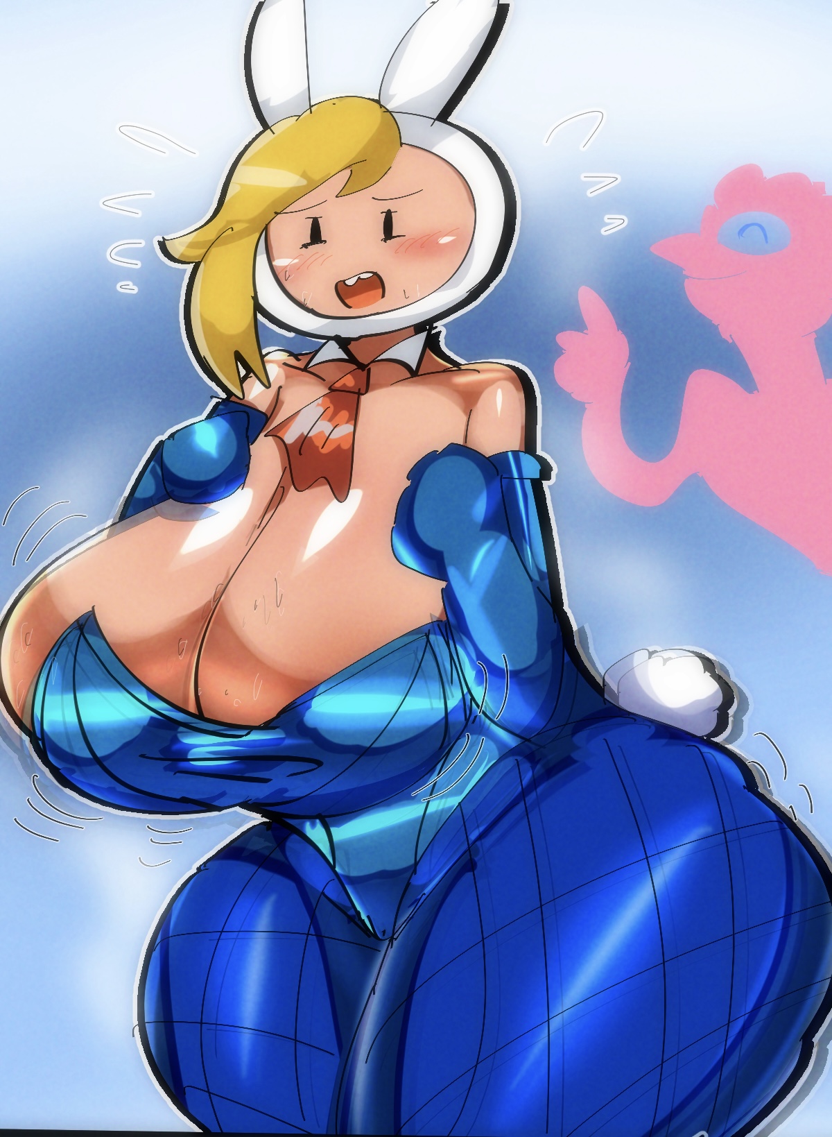 adventure time, big breasts, breasts, bunny ears, female, fionna the human girl, kotarodayo1126, prismo (adventure time), self upload