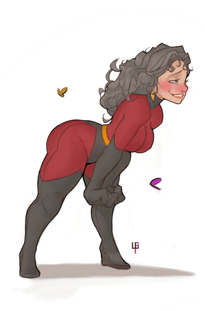 1girls ass ass_focus cosplay crossover crossover_cosplay disney disney_villains elastigirl_(cosplay) female female_only hourglass_figure human human_only light-skinned_female light_skin mature mature_female mother_gothel safe_for_work tangled the_incredibles tight_clothing tomphelippe wide_hips