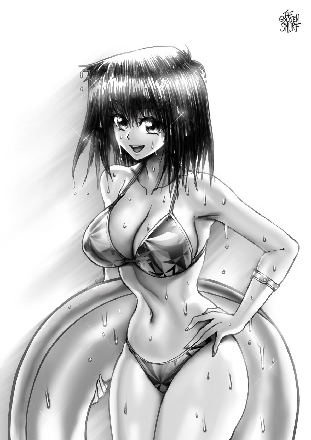 anzu mazaki, bikini, female, floatie, inner tube, innertube, smile, tea gardner, thegoldensmurf, wet, yu-gi-oh!