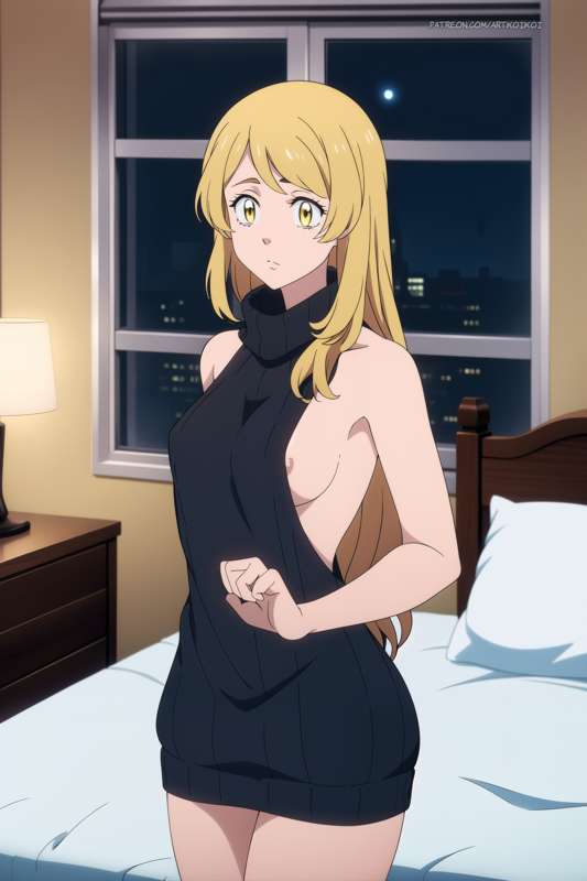 2d ai_generated blonde_female blonde_hair blonde_hair_female emma_sano golden_eyes koikoi nipple_slip nipples non_nude pink_nipples tokyo_revengers you