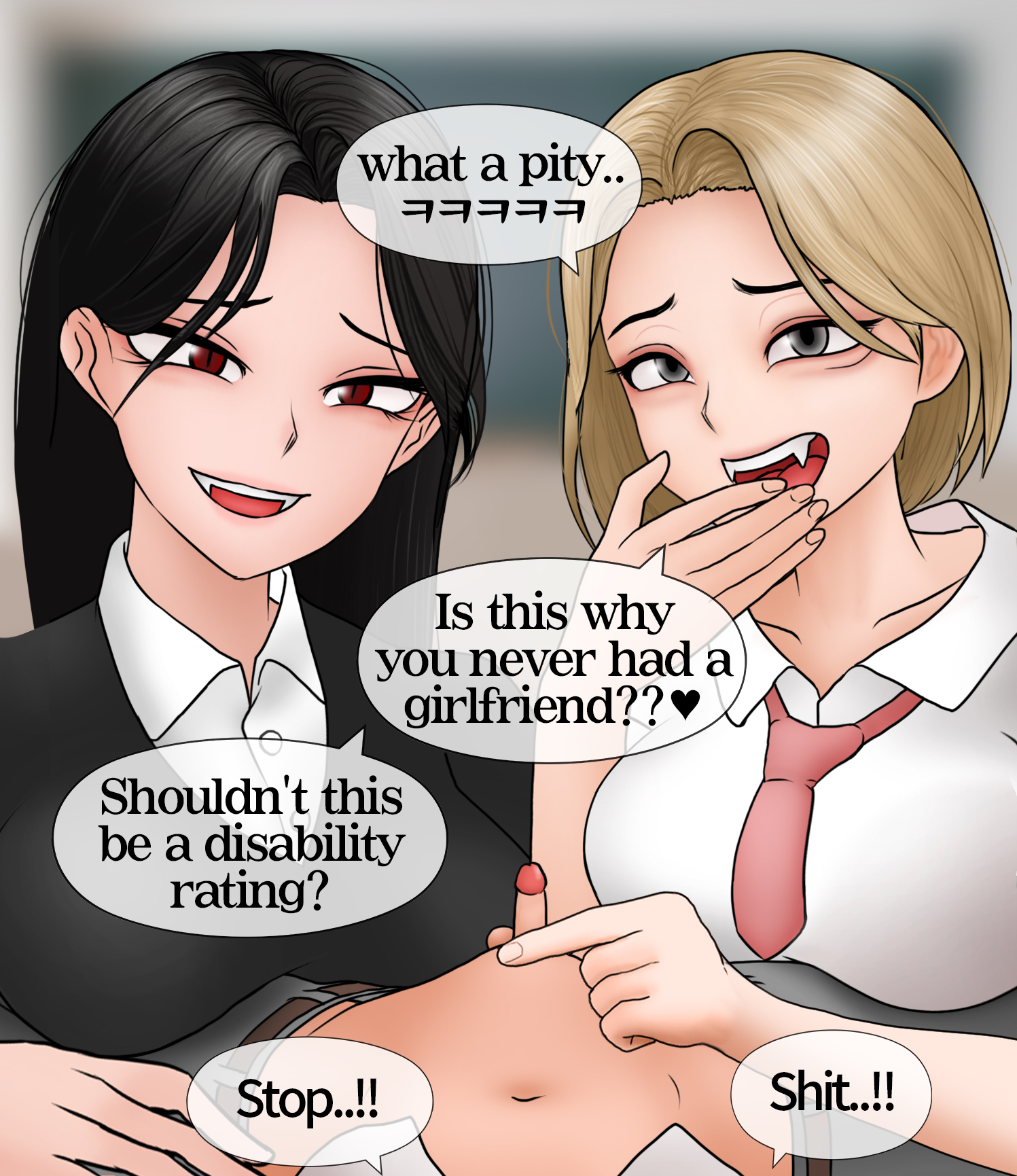 2girls, handjob, micropenis, philia(artist), small penis, tiny penis, two-finger handjob