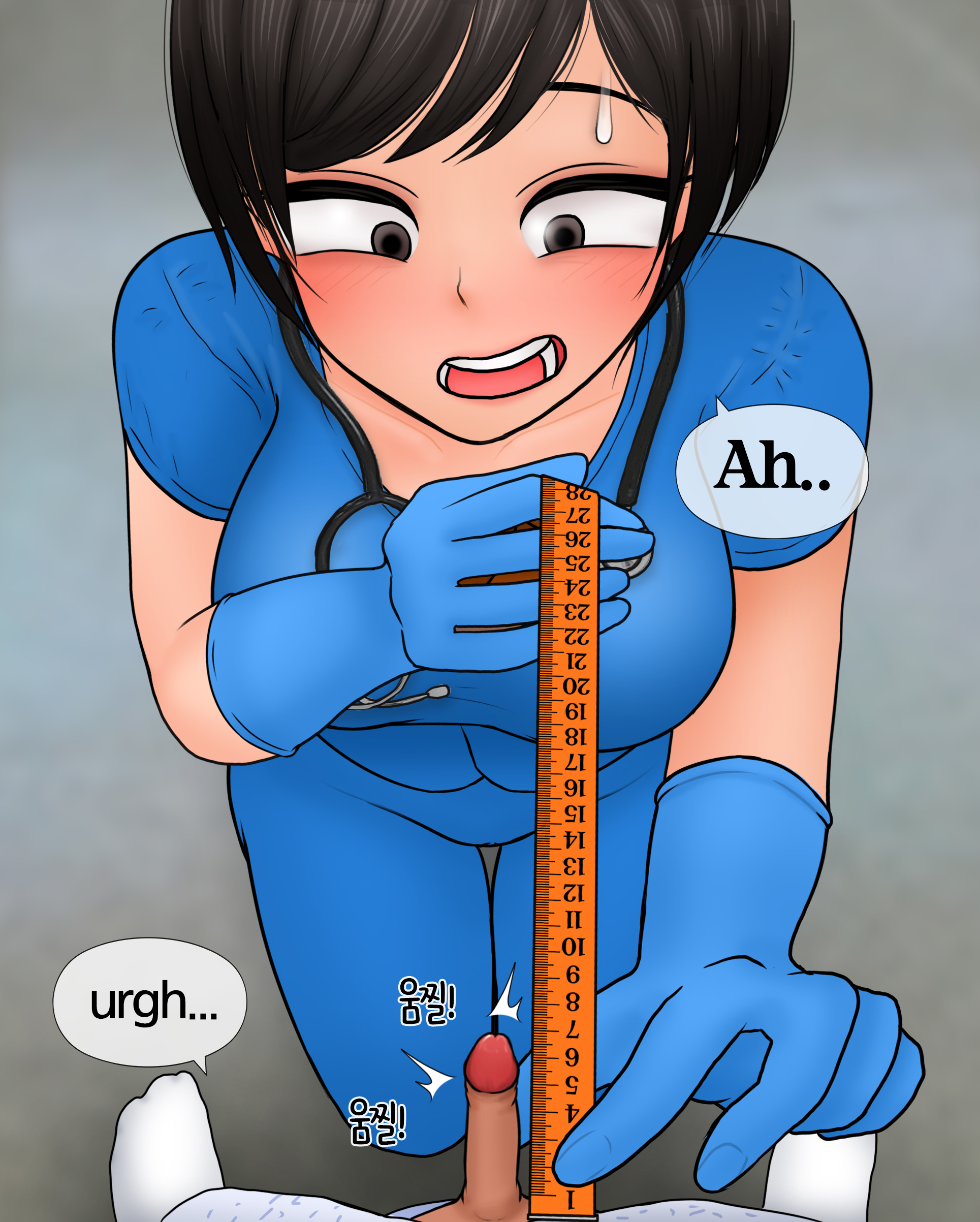 measuring, measuring penis, micropenis, nurse, penis, philia(artist), small penis, small penis humiliation, text, tiny penis, uncensored