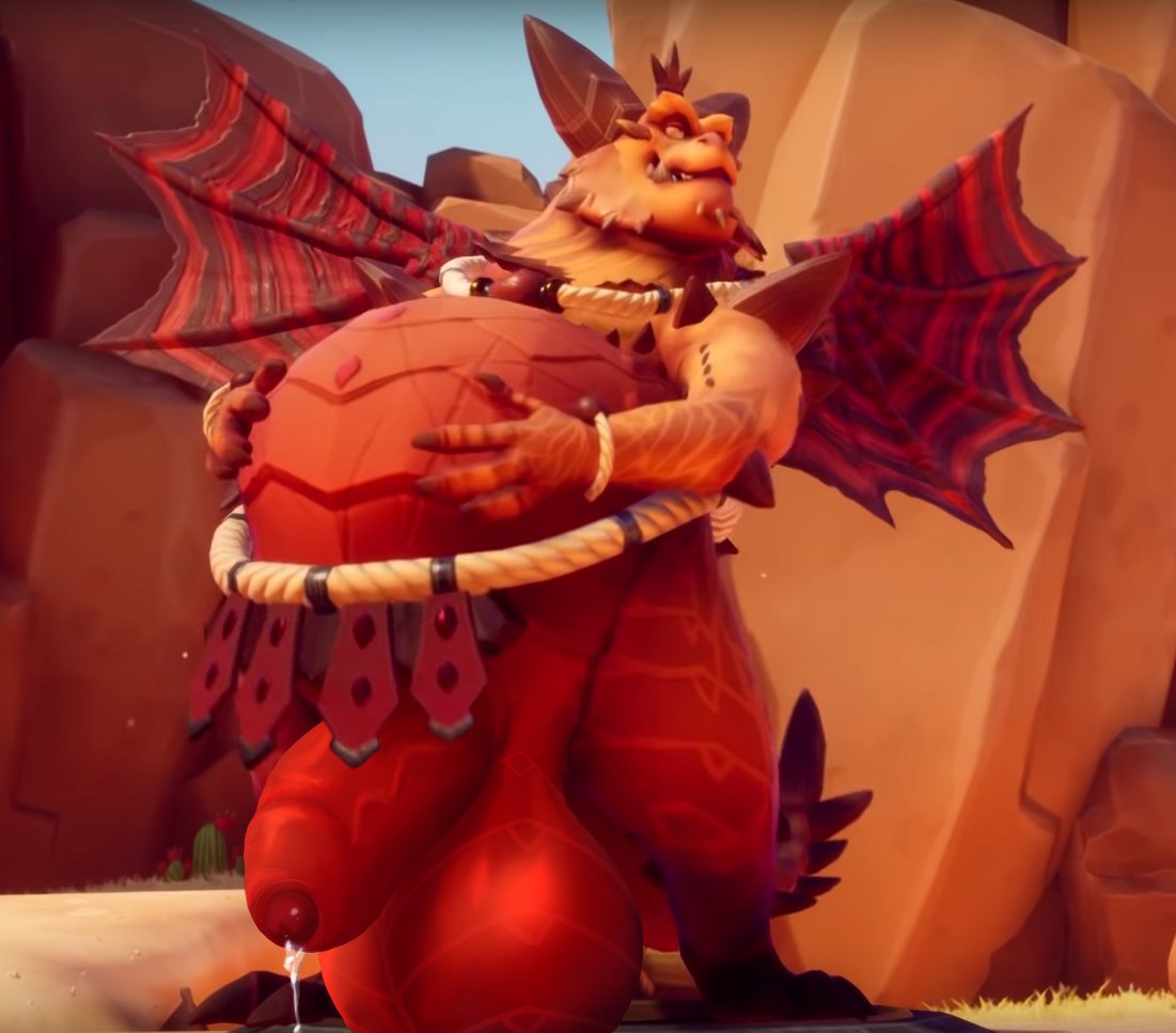 anthro balls belly big_balls big_belly big_penis claws dragon dripping edit fluffysnowmeow horn magnus_(spyro) male male_only overweight penis scalie screen_capture screencap screenshot screenshot_edit solo spyro_reignited_trilogy spyro_the_dragon wings