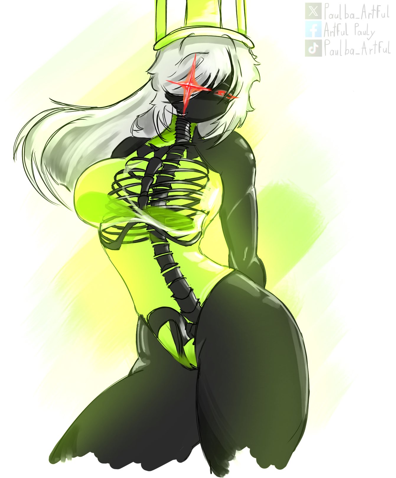 1girls, 1x1x1x1 (forsaken), betrayed 1x1x1x1, breasts, domino crown, featureless breasts, female, female only, forsaken (roblox), long hair, medium breasts, pussy, red eyes, roblox, roblox game, robloxian, rule 63, see-through body, solo, tagme, tagme (artist), thick thighs, thighs, visible skeleton, watermark, white hair