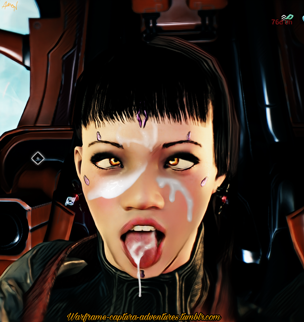 ahe_gao cum cum_in_mouth cum_on_face cum_on_tongue eyelashes eyeliner operator_(warframe) teenager video_games warframe warframe_captura_adventures warframetenno