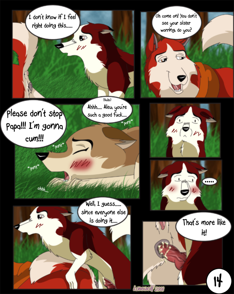 2008 aleu balto balto_(film) comic comic_page feral incest jenna_(balto) kodi lonewolf text text_bubble