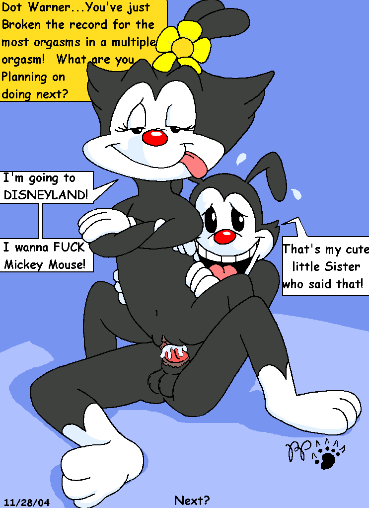 2004 animaniacs black_fur brother_and_sister color cum dot_warner english_text female flat_chest flower fur incest insertion kthanid_(artist) male nude penis red_nose sex straight tagme text vulva white_fur yakko_warner young