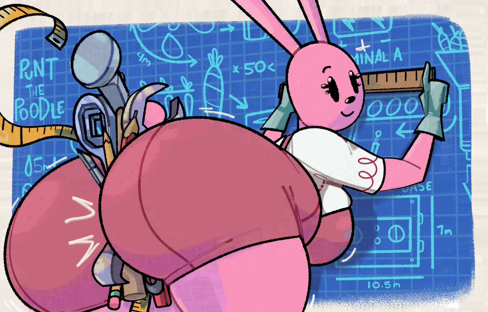 1girls, 2d, anal storage, anthro, anthro bunny, anthro female, anthro only, anthro rabbit, ass, bent over, big ass, big breasts, breasts, bunny, bunny girl, clothing, color, colored, female, female focus, female only, fur, furry, holding object between buttocks, huge ass, looking back, nick jr, nickelodeon, object between ass, object in ass, pink body, pink fur, puntthepoodle, rabbit, rabbit girl, solo, solo anthro, solo female, tagme, tail, thick thighs, twitter link, wide hips, widget, wow! wow! wubbzy!