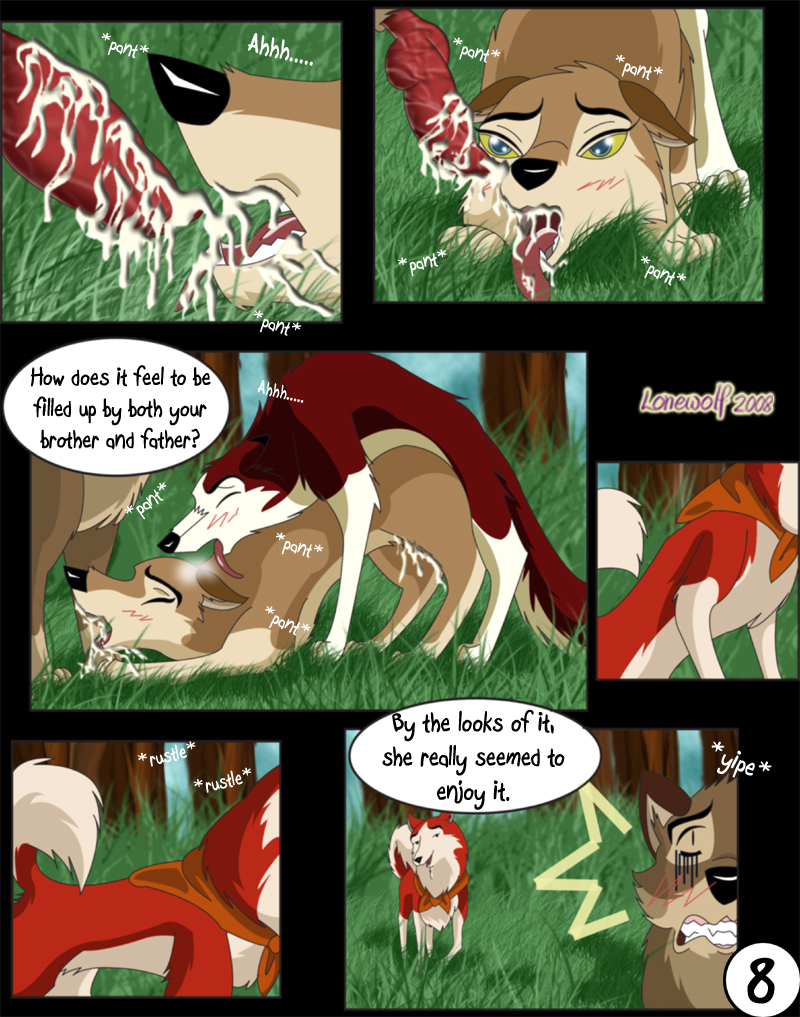 2008 aleu balto balto_(film) comic comic_page feral incest jenna_(balto) kodi lonewolf onomatopoeia panting text text_bubble