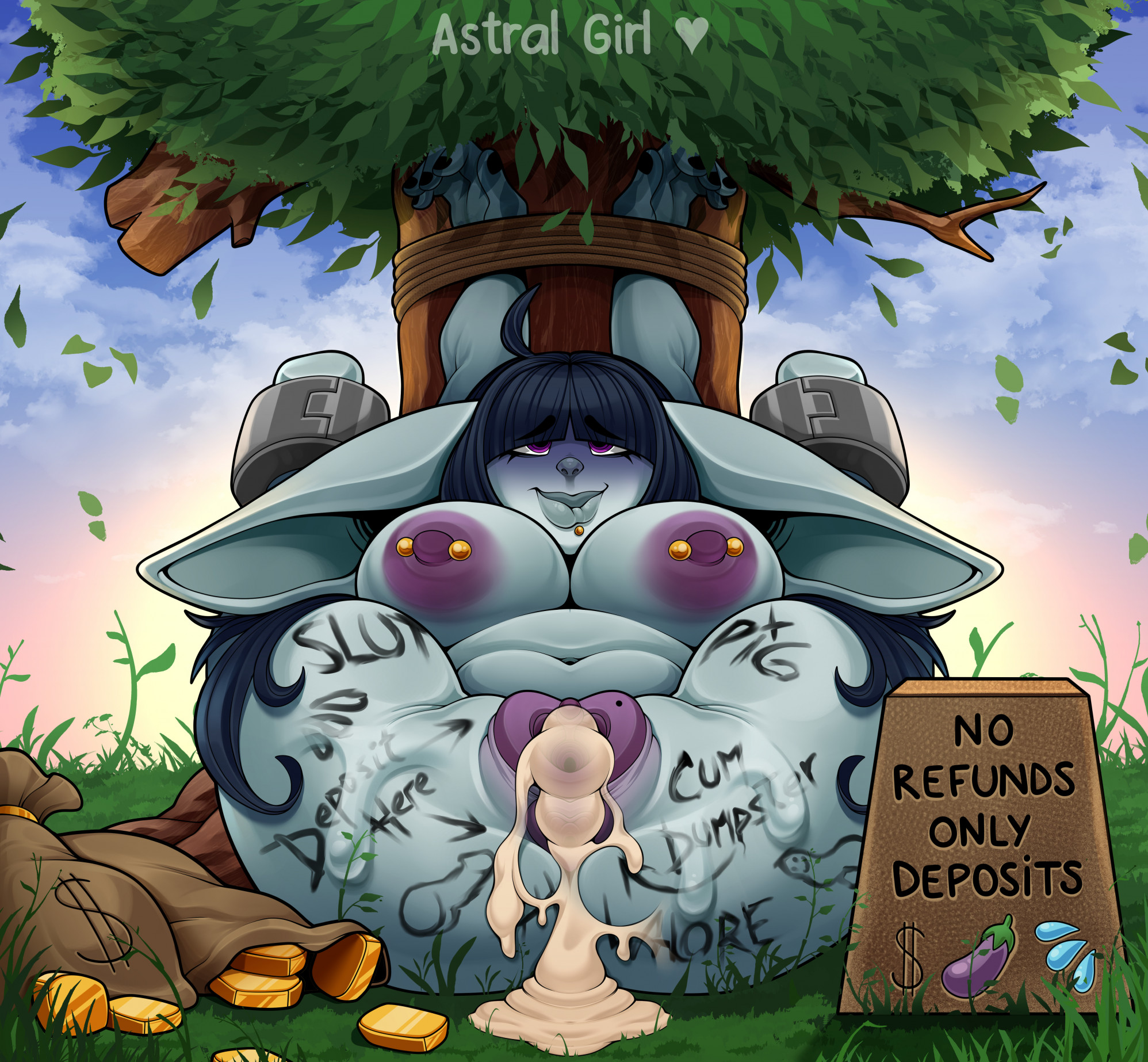 anus, astral girl, cum, cum in pussy, female, goblin, goblin female, green skin, monster, monster girl, nipple piercing, nipples, piercing, pussy, shortstack