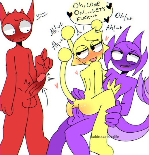 3boys, anal, anal sex, durple (sprunki), gay, male, multiple boys, multiple males, naked, penis, raddy (sprunki), sakiresankhalif, simon (sprunki), sprunki, tagme, watermark