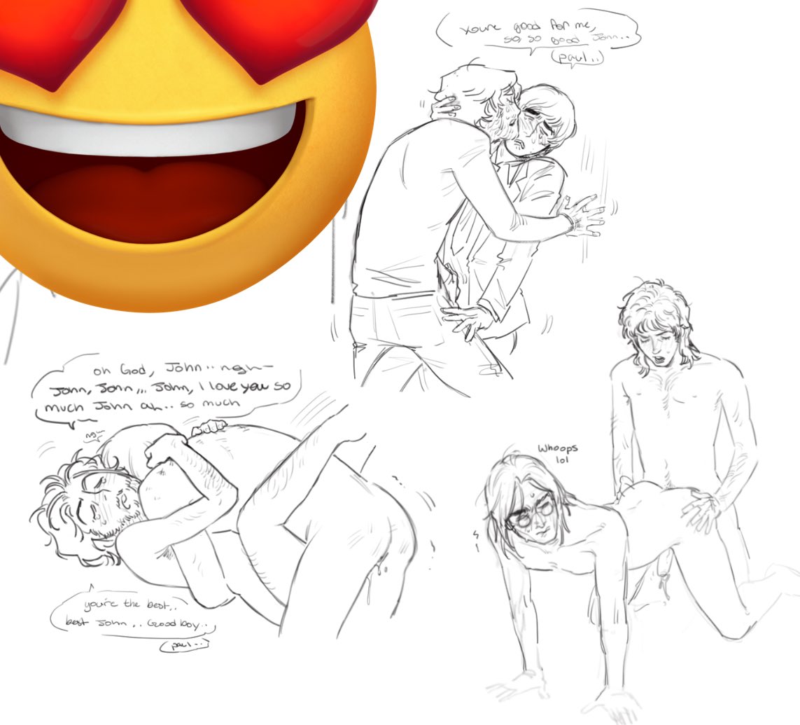 2026, anal sex, doggy style, dry humping, english text, gay, john lennon, line art, male only, mazapaneze, mcbeardy, missionary position, musician, paul mccartney, real person, sketch, sketch page, text, the beatles, yaoi