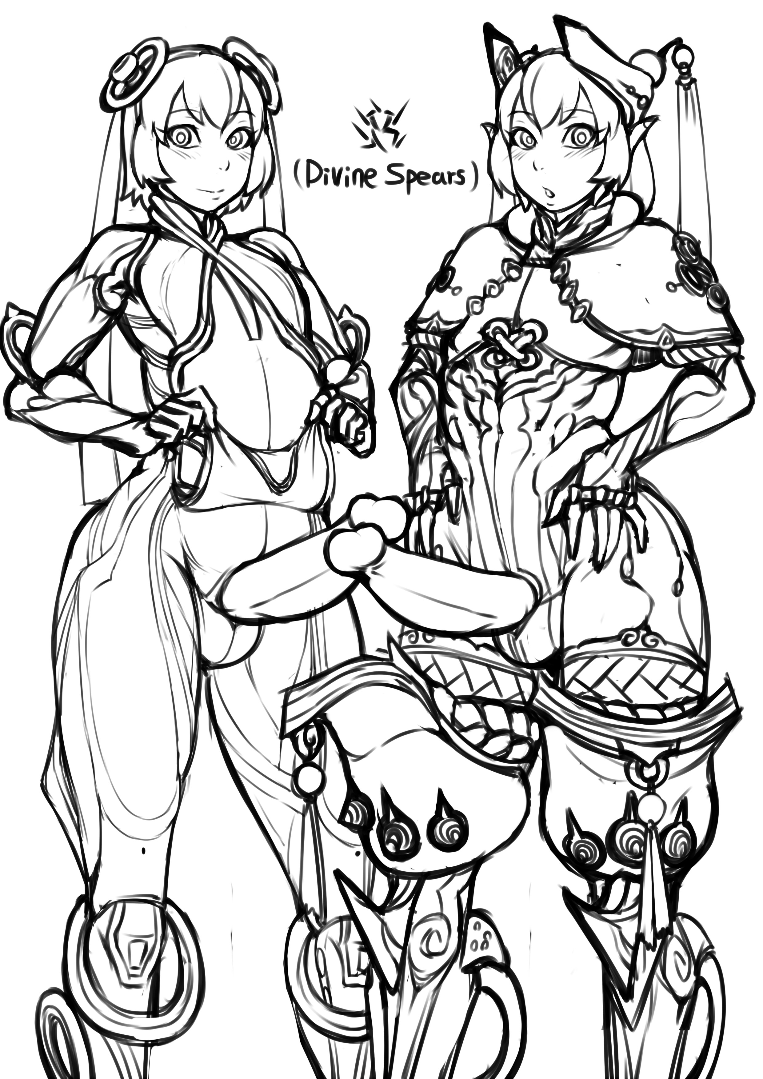 2boys, ebonyxh, femboy, girly, light skin, light-skinned male, male, male only, nezha (warframe), penis, trap, warframe