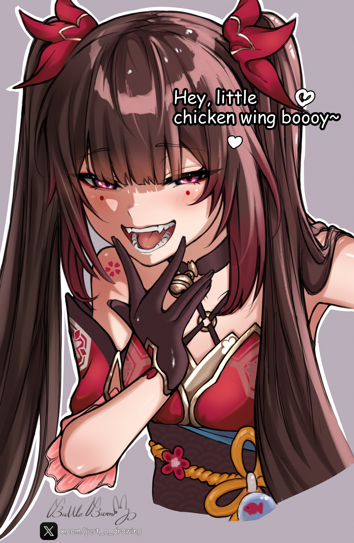 1girls, battlebunny, blush, brown hair, cute face, english text, female, female only, honkai:, honkai: star rail, laughing at viewer, small breasts, smiling, sparkle (honkai: star rail), star, text, twintails
