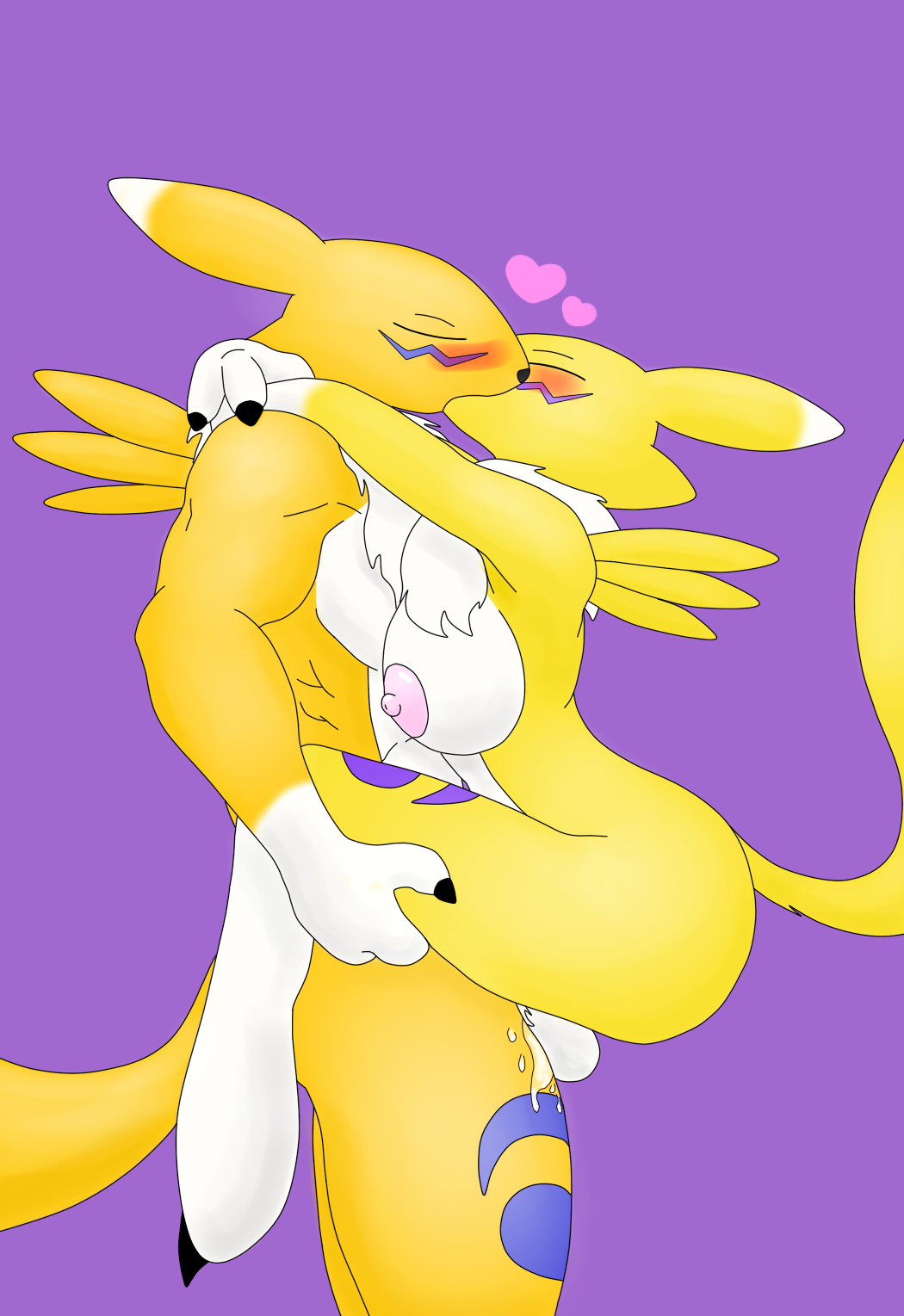 1boy 1girls anthro anthro_on_anthro ass balls blush breasts canine chest_tuft claws cum dgfox digimon duo female female_anthro fur heart kissing love male male/female male_anthro male_anthro/female_anthro male_renamon mammal penetration renamon romantic_couple sex stand_and_carry_position standing straight tuft vaginal_penetration white_balls