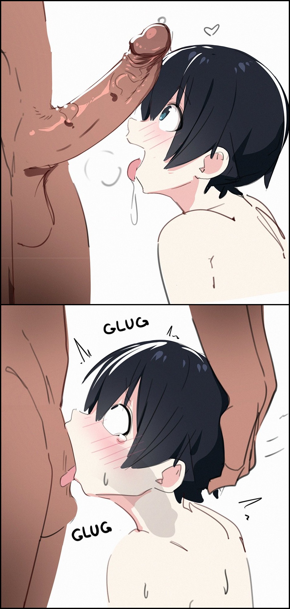 1boy 1femboy 2022 2_panel_comic 2d_(artwork) 2koma bare_shoulders before_and_after bigppea black_hair black_hair_male black_heart blue_eyes_male bottomless bottomless_male caucasian caucasian_male choking choking_during_sex choking_on_cock choking_on_penis choking_with_cock cock cock_out comic complete_nudity completely_nude completely_nude_femboy completely_nude_male crying_male crying_with_eyes_open deepthroat dominant_male ear english english_text femboysub forced_deepthroat gay gay_male gay_oral gay_sex glug hands_on_another's_head hands_on_partner heart heart_around_head hi_res homosexual instant_loss instant_loss_2koma male male_on_femboy maledom november november_(month) nude_femboy nude_male nudity open_mouth oral oral_sex panels penis penis_on_face penis_out penis_over_face penis_silhouette saliva saliva_drip saliva_string saliva_trail sex submissive_femboy tan-skinned_male tanned tanned_male tanned_skin tearing_up tears text thick_cock thick_penis tongue tongue_out turquoise_eyes veiny veiny_penis white_femboy white_male yaoi