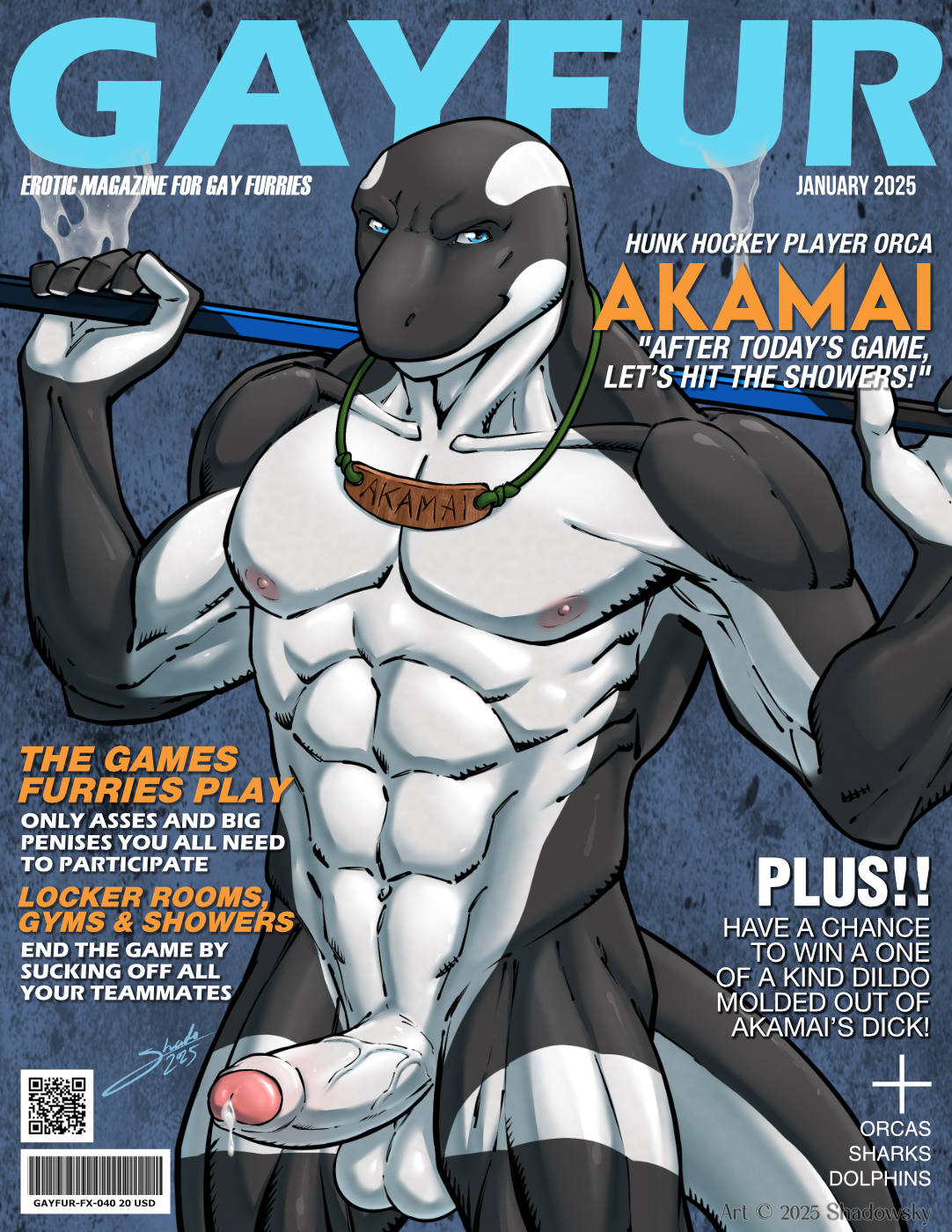 abs akamai anthro balls cetacean cover dolphin erection foreskin genitals hi_res humanoid_genitalia humanoid_penis looking_at_viewer magazine_cover male mammal marine muscular nude oceanic_dolphin orca penis shadowsky solo toothed_whale