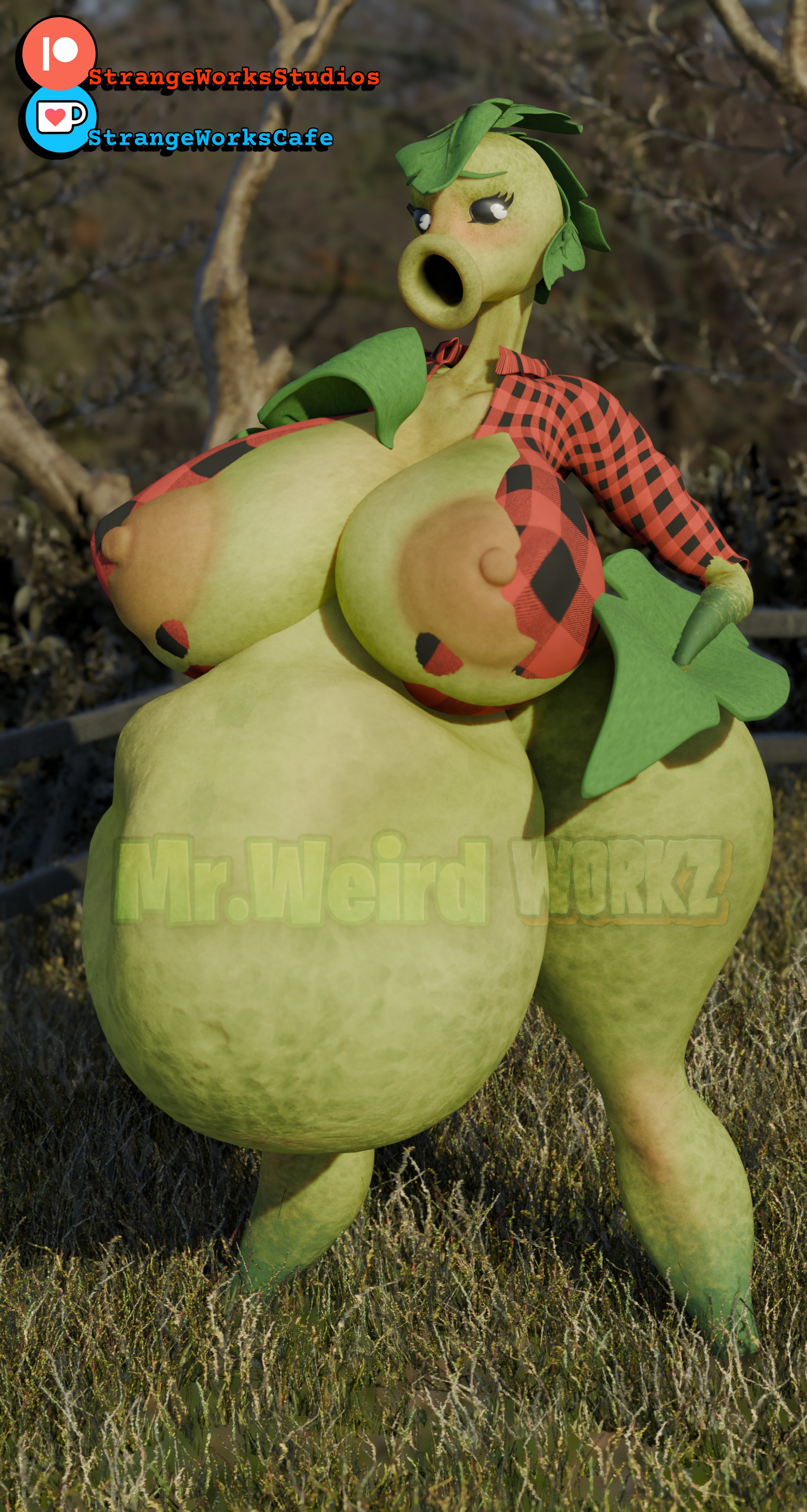1girls, 3d, anthro, anthrofied, ass, breasts, female, female pred, flora fauna, hyper, hyper belly, hyper breasts, mrweirdworkz, peashooter (pvz), plant, plant girl, plant humanoid, plant pred, plant vore, plantie, plants vs zombies, plants vs. zombies, popcap games, pussy, vore, vore belly, weirderworkz