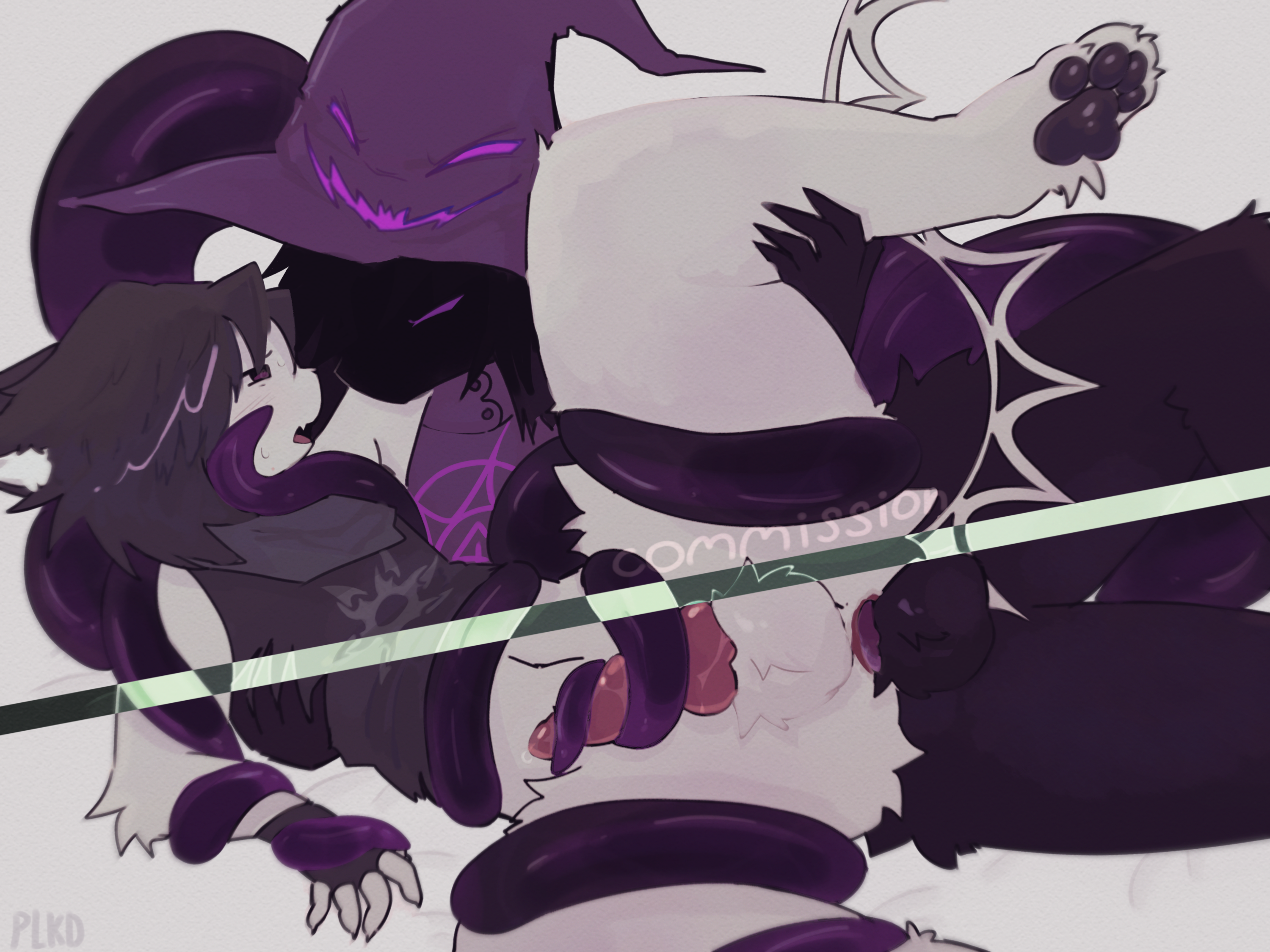 4:3, anal, animal genitalia, animal penis, anthro, azure (forsaken), black body, black fur, canid, canine, canine genitalia, canine penis, canis, coiling, duo, felid, feline, fluffy, forsaken (roblox), fur, genitals, hi res, lying, male, male/male, mammal, pawpads, paws, penetration, penis, plkd, sex, squeezing, tentacles, two time (forsaken), white body, white fur, wolf, wrapped arms