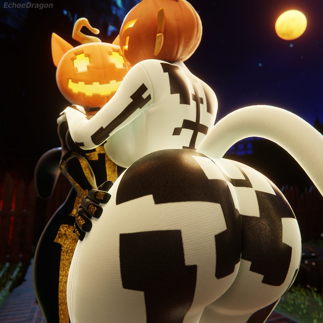 2girls, 3d, 3d (artwork), anthro, ass, big ass, big breasts, big thighs, breasts, bubble ass, bubble butt, cat ears, cat girl, cat tail, catgirl, echodragon, female, female focus, female only, fortnite, fortnitemares, gigantic ass, gigantic breasts, gigantic thighs, halloween, huge ass, huge breasts, huge thighs, hyper, hyper ass, hyper breasts, hyper thighs, looking at viewer, pumpkin, pumpkin head, spice (fortnite), sugar (fortnite), thick thighs, thighs, voluptuous, voluptuous female