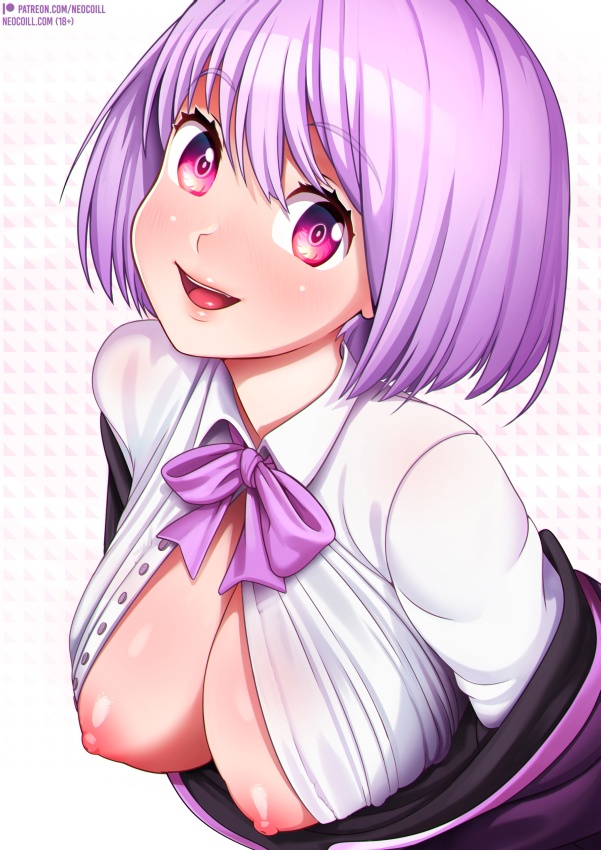 areolae, breasts, female, female only, neocoill, nipples, purple hair, shinjou akane, solo, ssss.gridman
