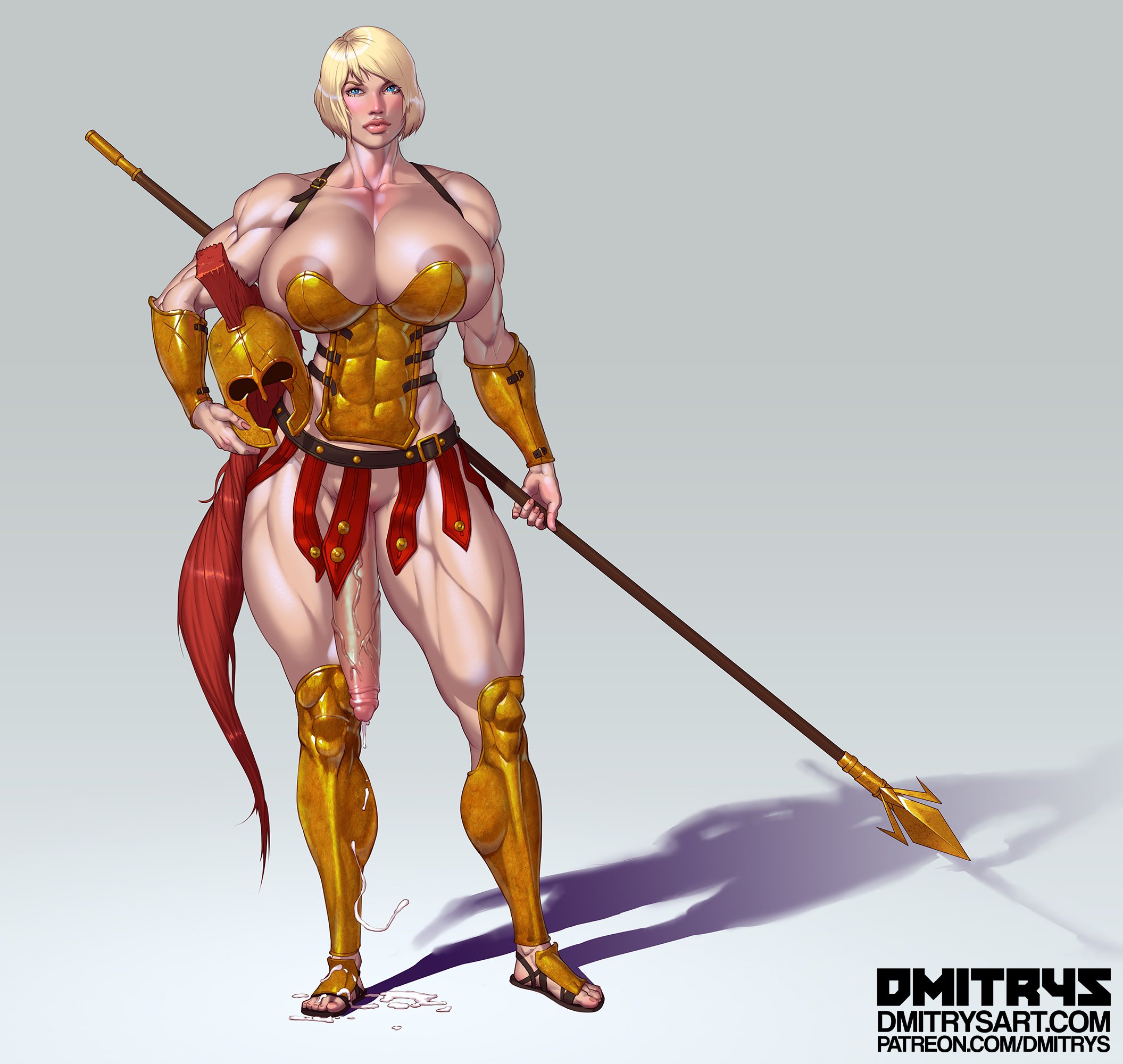 1futa, abs, areola slip, areolae, armor, big penis, bimbo, breasts, cleavage, dickgirl, dmitrys, full body, futa only, futanari, helmet, huge breasts, intersex, lipstick, looking at viewer, muscles, muscular, muscular futa, original, penis, solo, solo futa, text, thick thighs, url, vein, veiny penis, voluptuous, watermark, wide hips