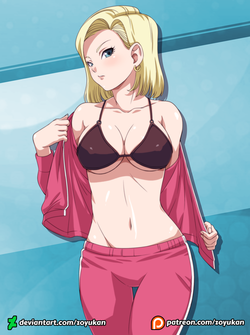 1girls alternate_version_available android_18 blonde blonde_female blonde_hair blonde_hair_female blue_eyes cameltoe cleavage curvy dragon_ball erect_nipples female huge_areolae huge_ass huge_breasts jacket open_clothes open_jacket puffy_nipples short_hair thick_lips track_jacket track_pants track_suit voluptuous wide_hips yellow_hair zoyukan