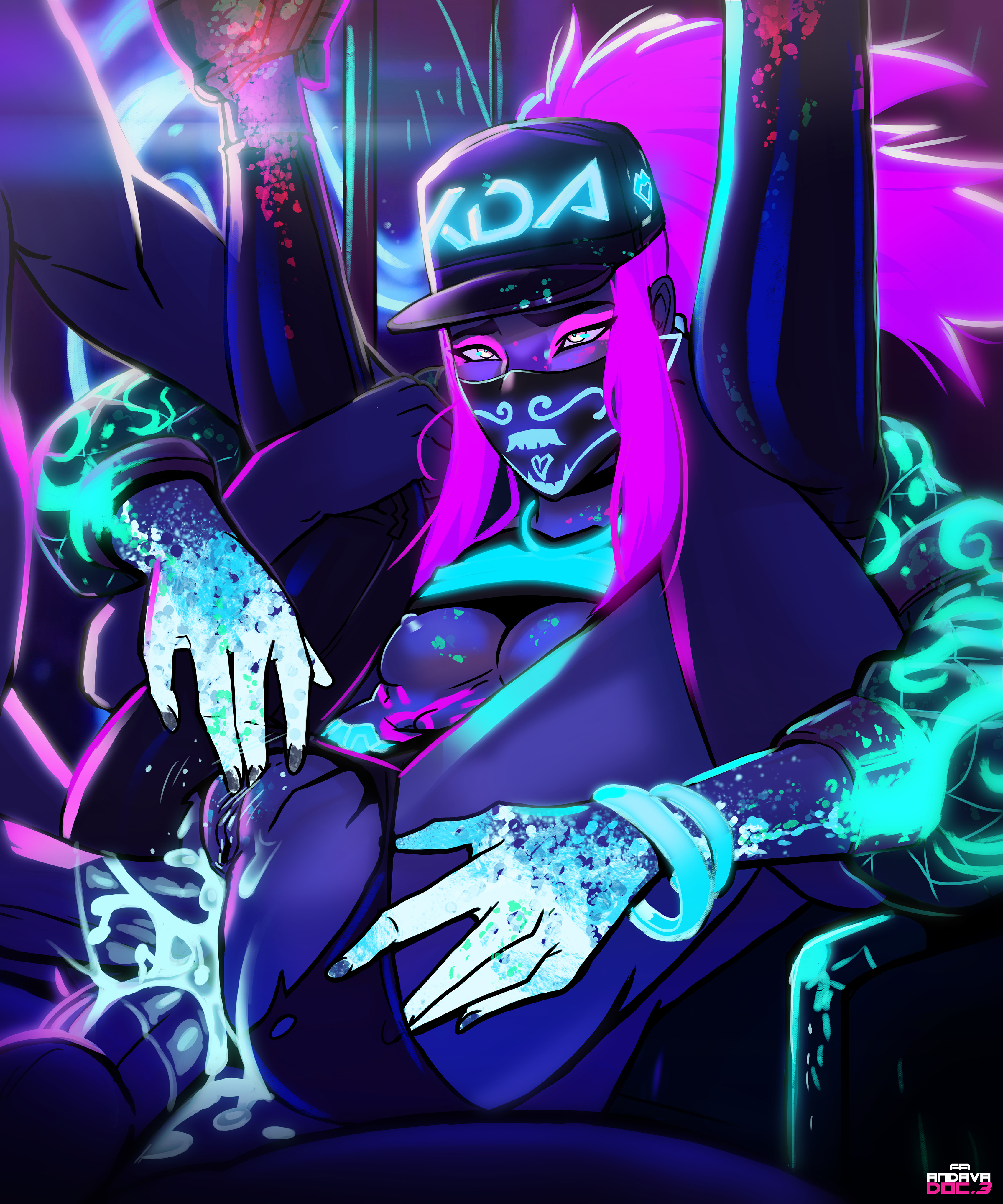 2boys, akali, alternate costume, anal, anal sex, andava, cum, cum inside, double anal, double penetration, female, k/da akali, k/da series, league of legends, male, masturbation, pussy, sex, unseen male face