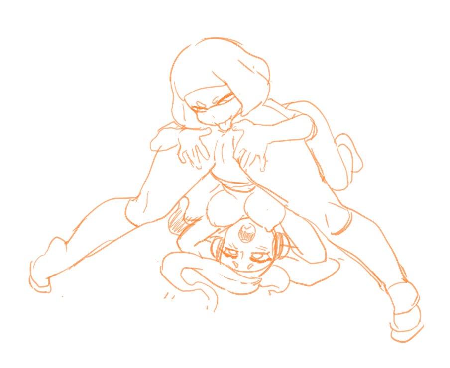 2girls, analingus, anilingus, anus, ass, big ass, blush, breasts, colo, domination, female, female only, height difference, inkling, large breasts, licking, long legs, marina (splatoon), monochrome, nude, octoling, oral, pearl (splatoon), pussy, rimming, sketch, socks, splatoon, splatoon 2, thick thighs, upside-down, upside-down splits, wide hips, yuri