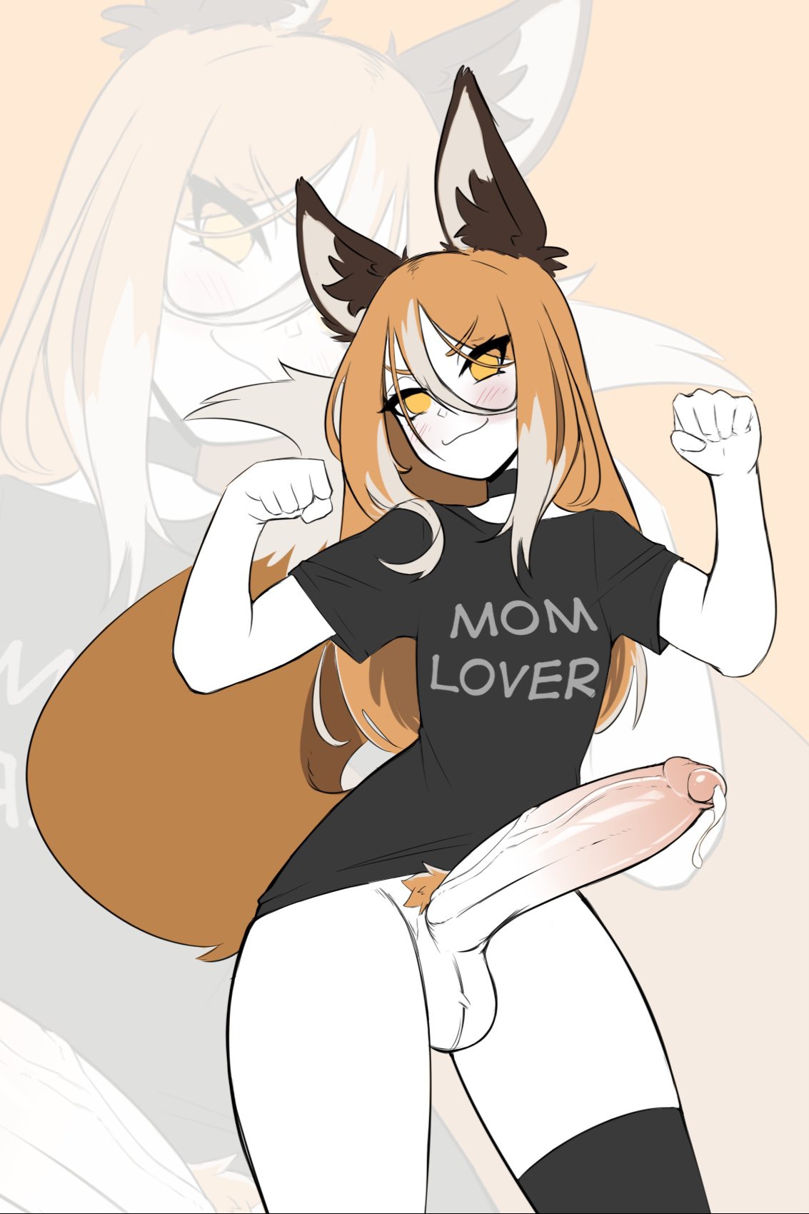 animal ears, ater18, big penis, erection, femboy, fox, fox boy, fox ears, huge cock, hung femboy, kemonomimi, large penis, male, small but hung, white skin, yellow eyes, young