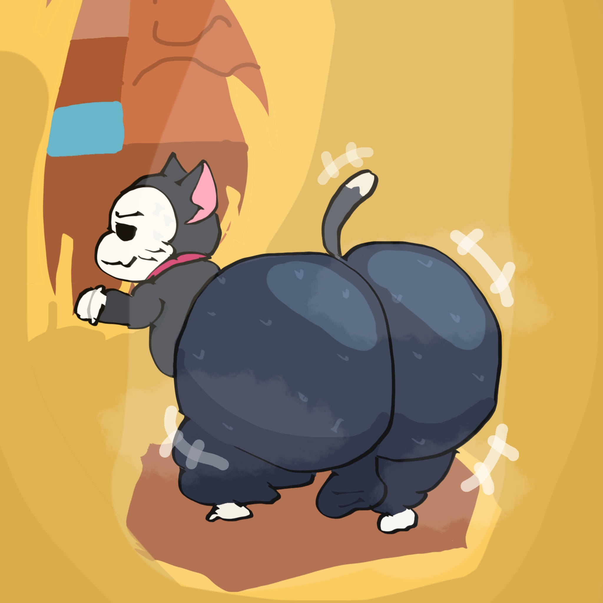 big ass, bouncing ass, brawl stars, gay, hanging balls, huge ass, in heat, kit (brawl stars), male only, n saol, smiley face, supercell, sweat