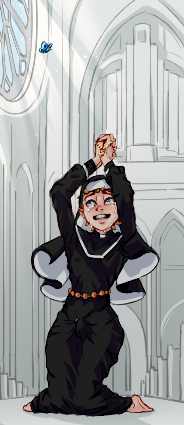 crossdress cum cyberlewds dressed femboy holy light nun spirit