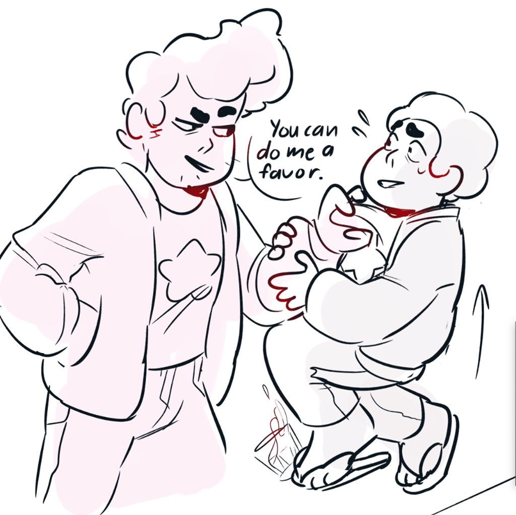 carrying, carrying partner, chad steven, clothed, comic, dialogue, gay, gay domination, male, male focus, male only, male/male, pink steven, selfcest, size difference, steven quartz universe, steven universe, yaoi