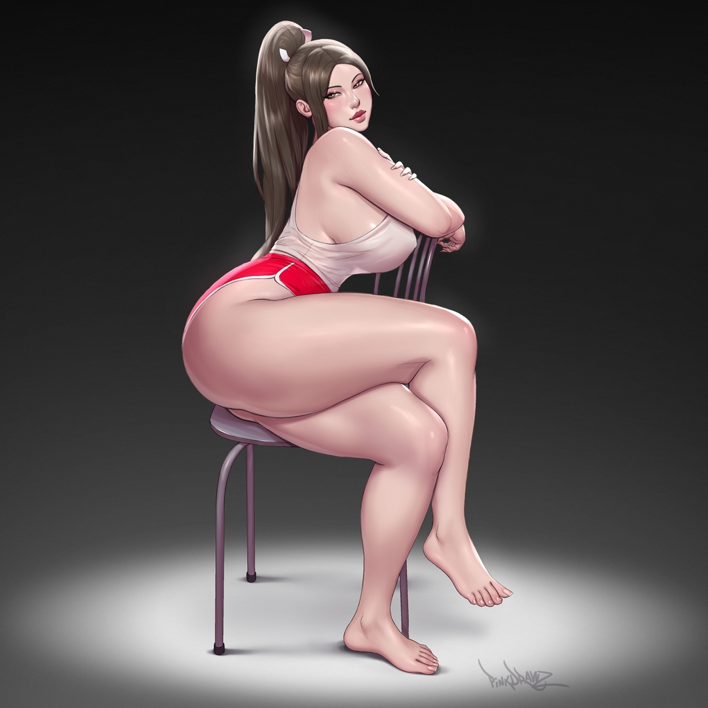 1girls, alternate costume, ass, breasts, fatal fury, female, female only, huge ass, huge breasts, mai shiranui, mai shiranui (casual), pinkdrawz, revealing clothes, snk, solo, solo female, tank top, voluptuous