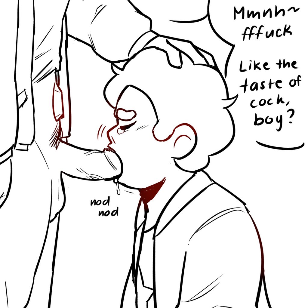 blowjob, chad steven, clothed, comic, crying, dialogue, gay, gay blowjob, gay domination, male, male focus, male only, male/male, penis, penis in mouth, pink steven, pubic hair, selfcest, size difference, steven quartz universe, steven universe, yaoi