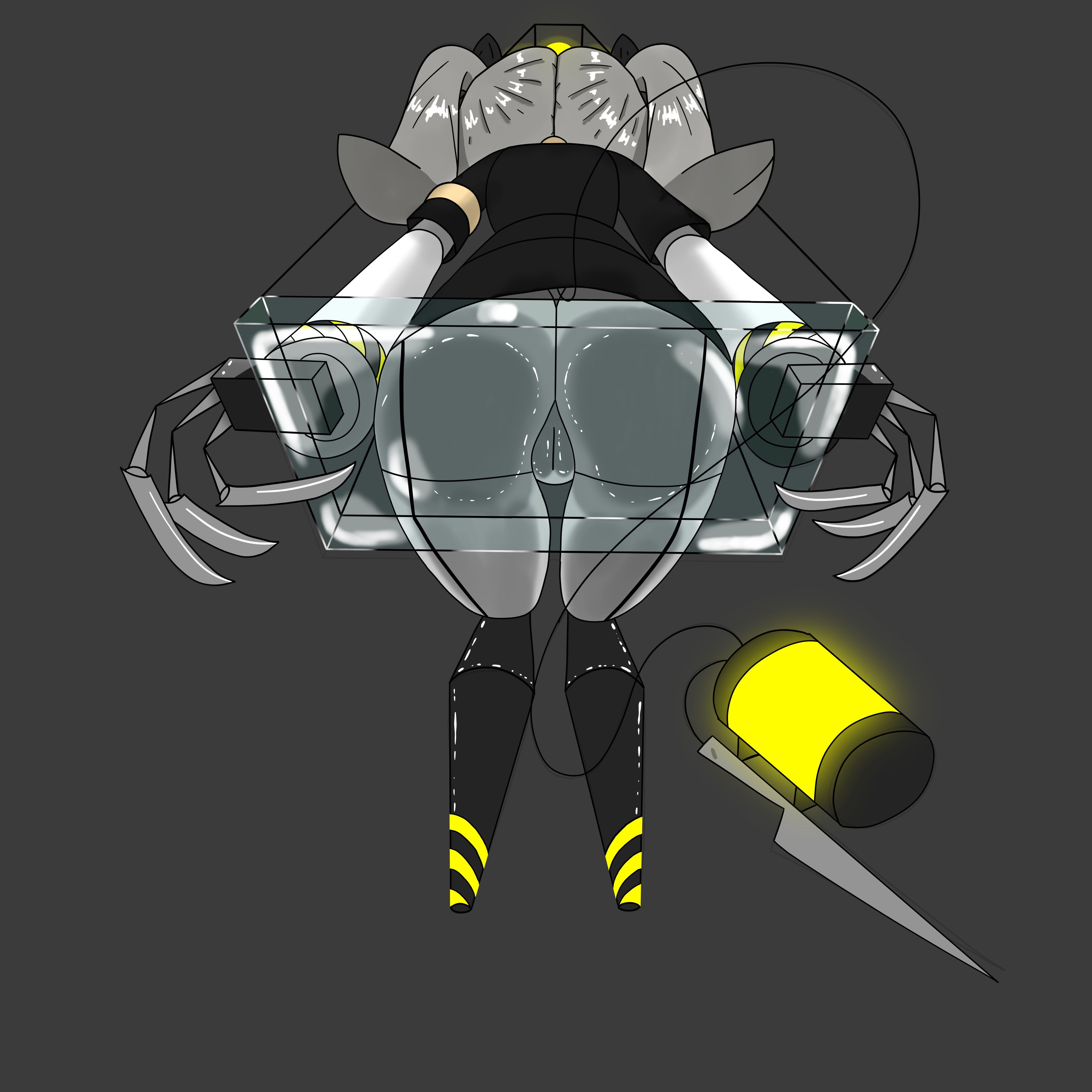 ass, female, female only, glass, j (murder drones), murder drones, robot, robot girl, shaneman420