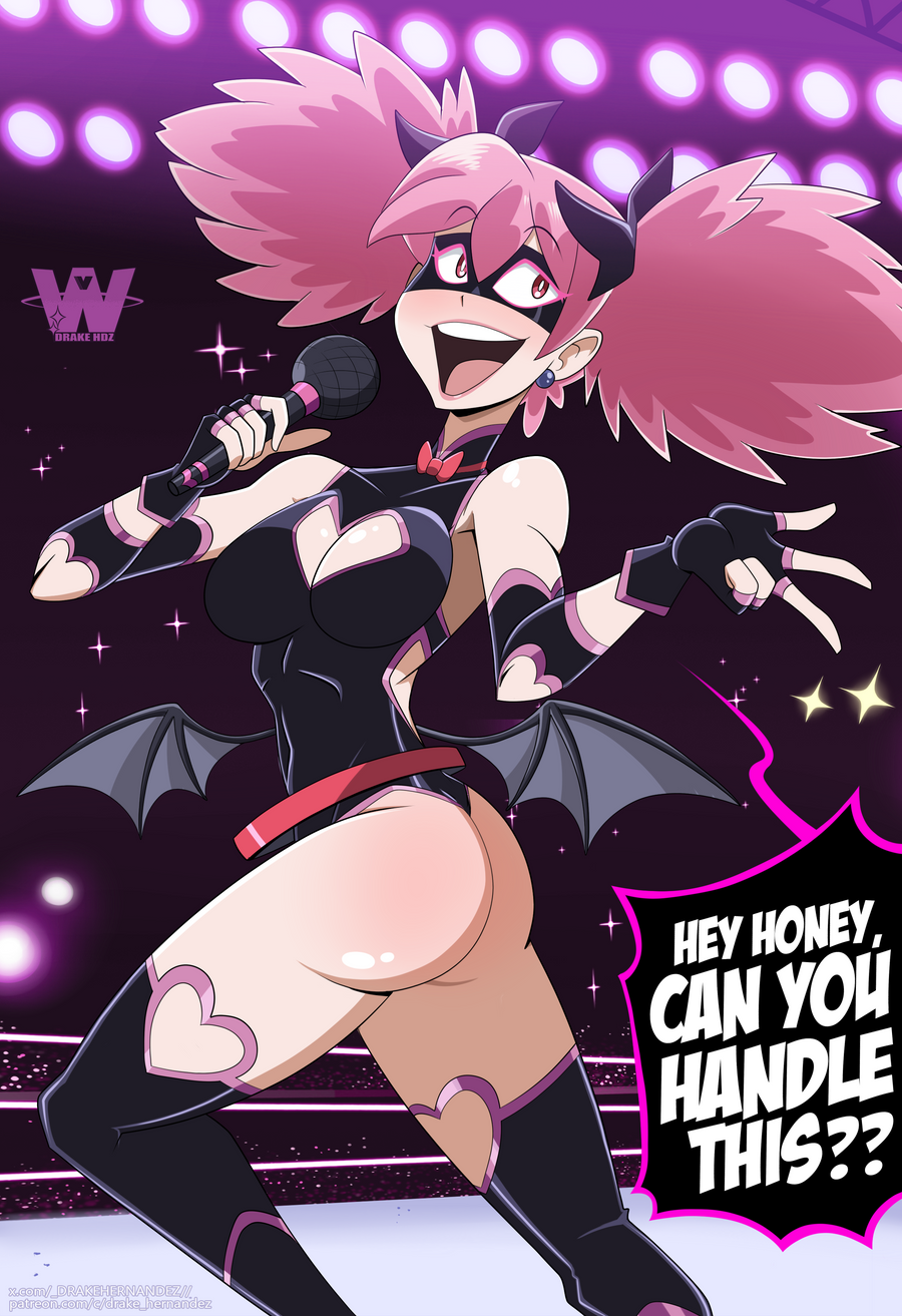 1girls, ass, black legwear, black leotard, black mask, demon wings, dialogue, female, female only, great dude, haneyama kazuho, microphone, my hero academia, pink eyes, pink hair, pop step, thigh boots, twintails, vigilante: my hero academia illegals, wrestling, wrestling outfit