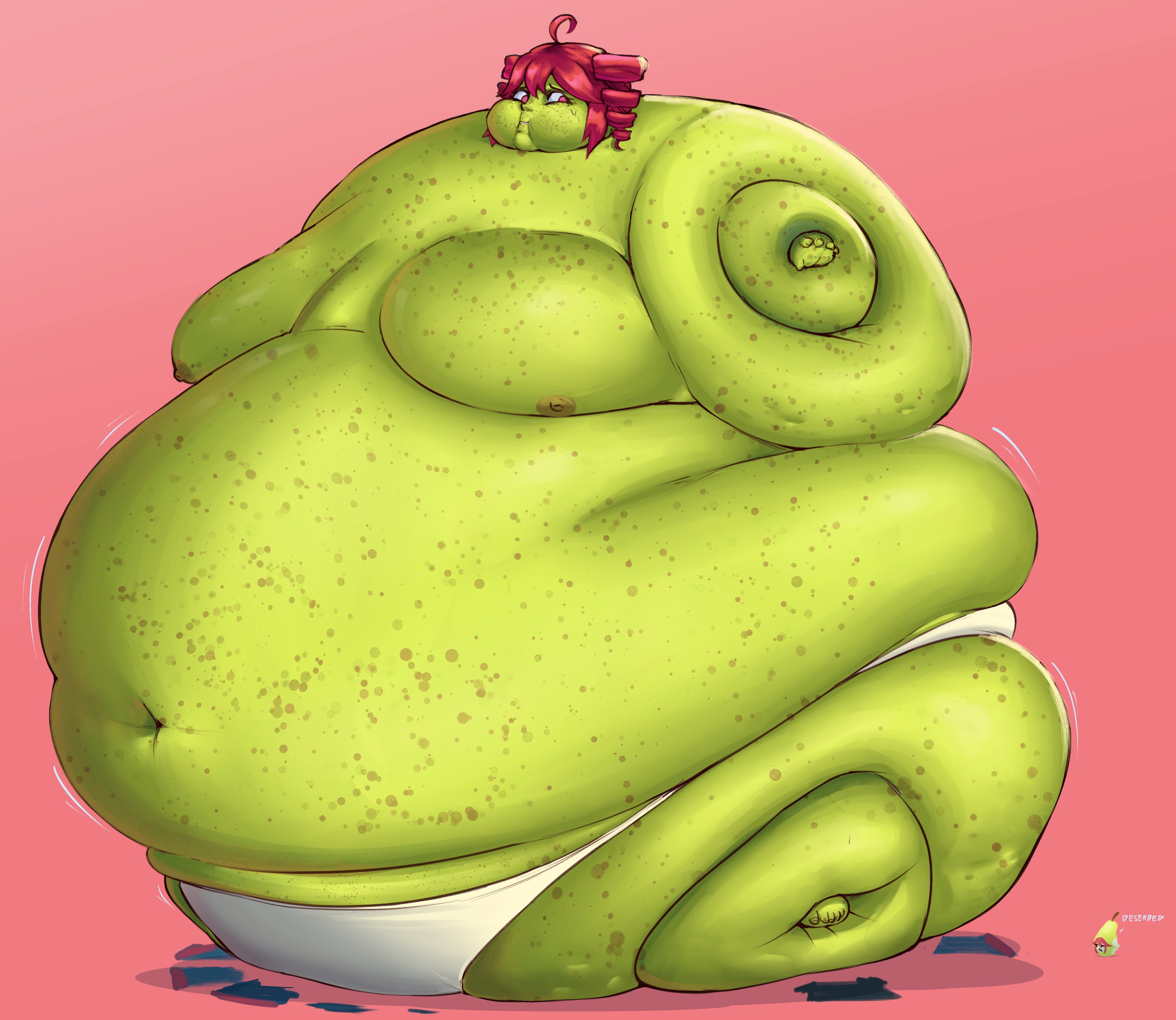 1girls, 2025, absurd res, absurd resolution, absurdres, after transformation, ahoge, ass, ass expansion, bangs, bangs between eyes, bare belly, bare breasts, bare midriff, bare navel, bare nipples, bare shoulders, bare torso, barefoot, belly, belly expansion, belly focus, belly jiggle, big belly, big breasts, breast expansion, breast growth, breast growth (enlargement), breasts, breasts apart, breasts on belly, breasts out, brown nipples, cellulite, color, colored, deep skin, digital media (artwork), distress, drill hair, duo, embarrassed, embarrassed female, english text, enormous belly, expansion, expansion sequence, exposed, exposed ass, exposed belly, exposed fat belly, fat, fat arms, fat ass, fat belly, fat face, fat female, fat legs, fat rolls, fat thighs, female, female focus, female only, food transformation, freckles, freckles all over, freckles on arms, freckles on ass, freckles on breasts, freckles on chest, freckles on face, freckles on shoulders, freckles on thighs, front view, fruityshork, gigantic belly, gigantic breasts, green body, green skin, green-skinned female, growth, growth sequence, hair between eyes, hi res, high resolution, highres, huge ass, huge belly, huge breasts, huge thighs, humiliation, immobile, immobilization, immobilized, inflation, inflation sequence, jiggling belly, jiggling thighs, kasane teto, looking to the side, love handles, medium hair, morbidly obese, morbidly obese female, motion lines, navel, nervous, nervous sweat, obese, obese female, outgrowing clothes, overweight, overweight female, panties, panties only, part of a set, parted lips, partially clothed, partially clothed female, pear, pear inflation, pear shaped, pear-shaped figure, pearto, pink background, pink eyes, post-transformation, raised eyebrows, red eyes, red hair, red-haired female, sagging breasts, sequence, shaded, sideass, sidelocks, sitting, sitting on ground, solo focus, spherical inflation, sunken limbs, sweatdrop, text, thick thighs, thigh expansion, thigh jiggle, three-quarter view, thunder thighs, tied hair, tight panties, too big to move, topless, topless female, torn clothes, torn skirt, transformation, transformation sequence, transformation through food, twin drills, twintails, undersized clothes, underwear only, unwilling, unwilling expansion, unwilling participant, unwilling transformation, utau, utauloid, vocaloid, wardrobe destruction, weight gain, weight gain female, weight gain sequence, what, white panties, wide hips, wide thighs