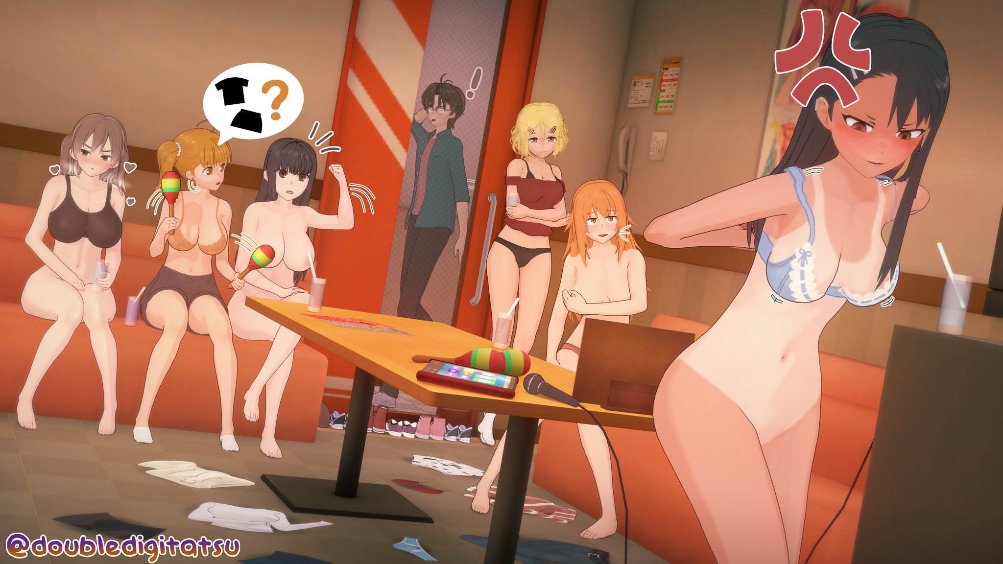 6girls, breasts, doubledigit64, female, gamo-chan, hayase nagatoro, naoto hachioji (senpai), nude, please don't bully me, nagatoro, sakura (nagatoro), sana sunomiya, senftember, senftember (2024), shikki (nagatoro), tagme, undressing, yoshi (nagatoro)