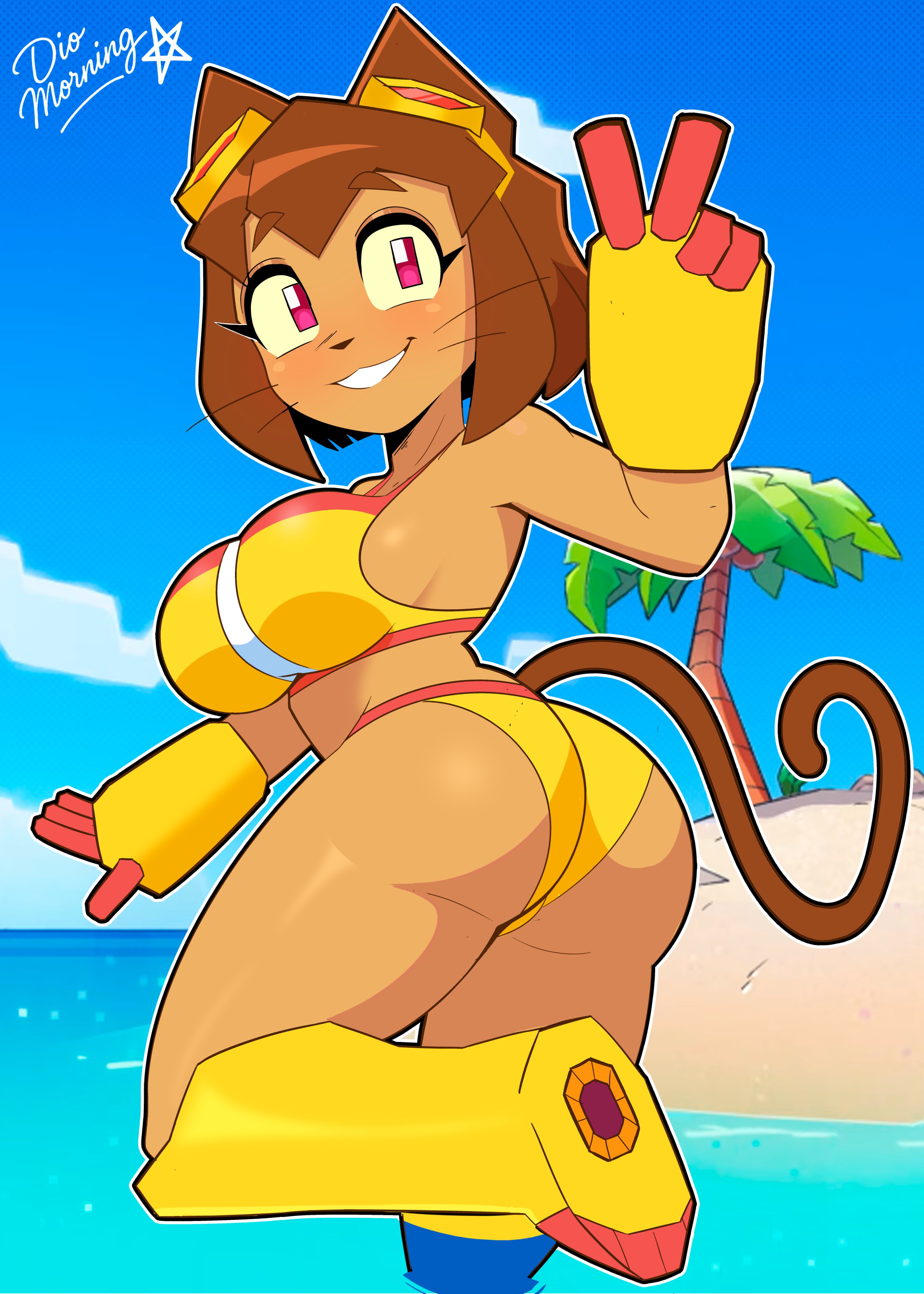 1girls, anthro, ass, big breasts, breasts, cute, dio markez, dio morningstar, english text, female, female focus, gameoverse, gobbles (gameoverse), huge ass, huge breasts, kit (gameoverse), kit bodega, large ass, large breasts, solo, thick thighs, thighs, wide hips